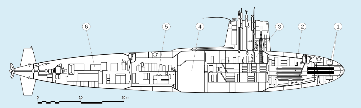 USS Scamp Interior Line Drawing
