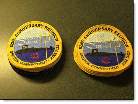 stack of USS Scamp 62nd Anniversary Reunion Patches