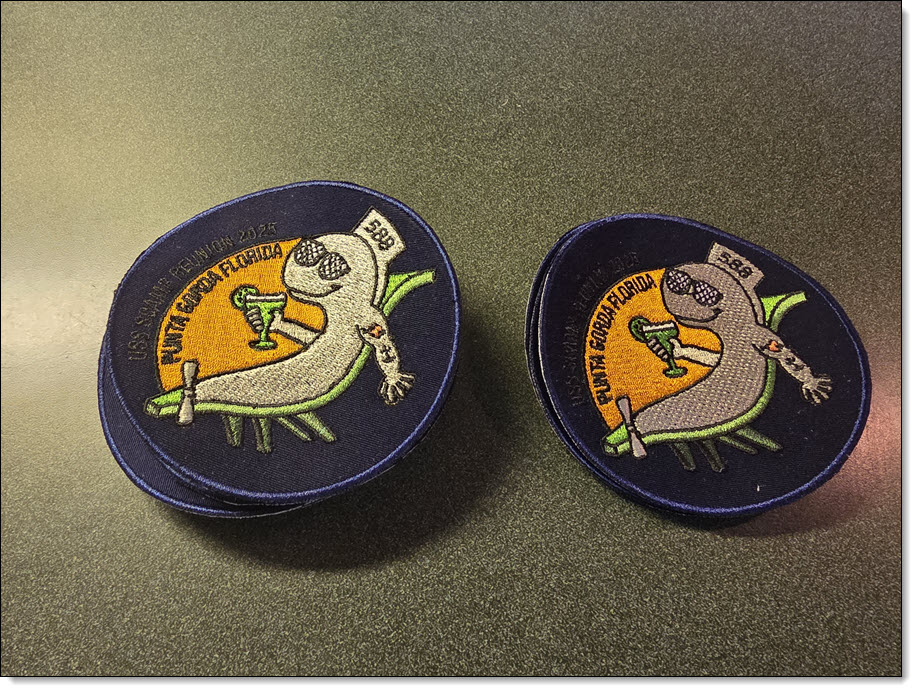 stack of USS Scamp 2025 Punta Gorda Reunion Patches
