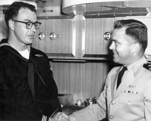Petty Officer Crow and CDR Atkins Jan 1964