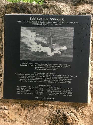 Plaque of USS Scamp, Fredericksburg, Texas