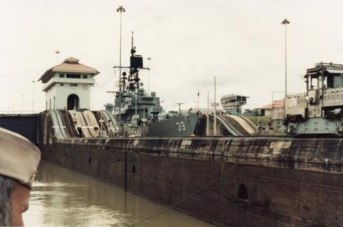 Scamp transiting the Panama Canal, 1984