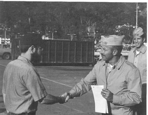 John Groth Shaking Hands With Mike Hull After 1st Class Advancement.