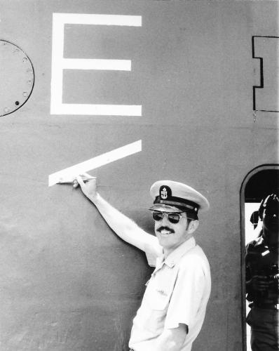 Painting on a Second Battle "E" Award, 1976.