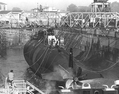 Scamp in Drydock 1981-Flooding