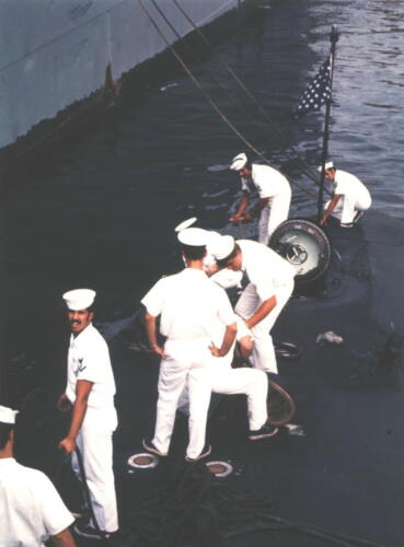 Tying Up to Sperry In Whites, at San Diego